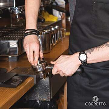 Corretto Espresso Tamping Mat - Luxury High-Grip and Food-Safe Black Silicone Corner Tamper and Packing Mat to Protect Your Worktop