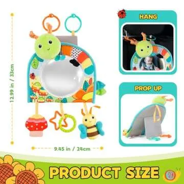 Koty Infant Car Seat Toy - Kick and Play Activity Center with Mirror, Teether and Crinkle Paper, Fun Travel Baby Toy for Rear Car Seat, Easier Drive with Newborns, Babies