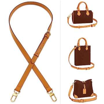 BMBMLV Vachetta Leather Strap Adjustable Crossbody Strap for Small Bags Pochette Mini NM Eva Favorit...