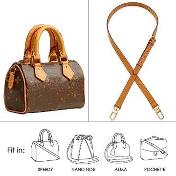 BMBMLV Vachetta Leather Strap Adjustable Crossbody Strap for Small Bags Pochette Mini NM Eva Favorite PM MM Nano Speedy(Honey Brown Yellow)