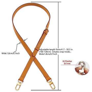 BMBMLV Vachetta Leather Strap Adjustable Crossbody Strap for Small Bags Pochette Mini NM Eva Favorite PM MM Nano Speedy(Honey Brown Yellow)