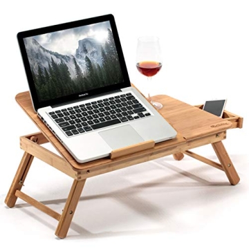 HANKEY Bamboo Adjustable Foldable Laptop Desk - Stylish & Portable