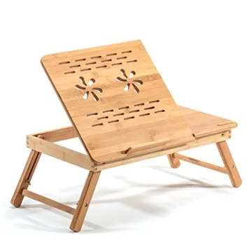 HANKEY Bamboo Adjustable Foldable Laptop Desk - Stylish & Portable