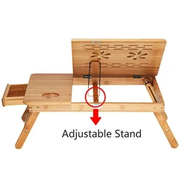 HANKEY Bamboo Adjustable Foldable Laptop Desk - Stylish & Portable