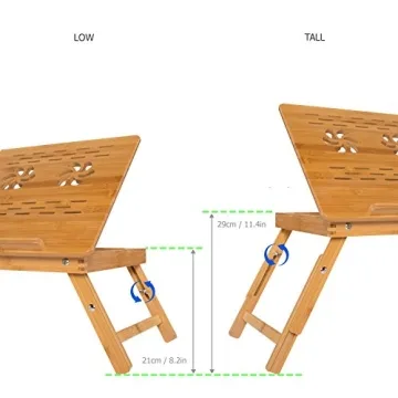 HANKEY Bamboo Adjustable Foldable Laptop Desk - Stylish & Portable