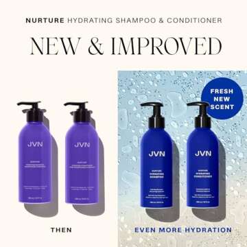 JVN Nurture Hydrating Shampoo & Conditioner, Nurture Shampoo & Conditioner for All Hair Types, Detangles & Softens Hair, Made with Clean Hemisqualane (10 Fl Oz)