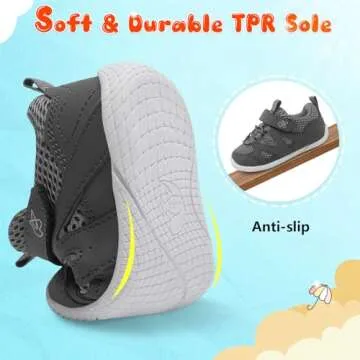 LeIsfIt Baby Boys Girls Shoes First Walking Shoes Toddler Shoes Breathable Sneakers Non-Slip Infant Shoes Crib Shoes Dark Grey 12-18 Months