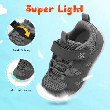 LeIsfIt Baby Boys Girls Shoes First Walking Shoes Toddler Shoes Breathable Sneakers Non-Slip Infant Shoes Crib Shoes Dark Grey 12-18 Months