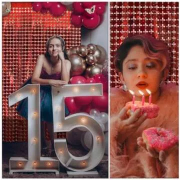 Square Tinsel Curtain Backdrop - 2pcs Glitter Foil Fringe Curtain Decor Red Photo Booth Backdrop Streamers for Halloween, Christmas, Birthday, Graduation, Wedding Party Decorations