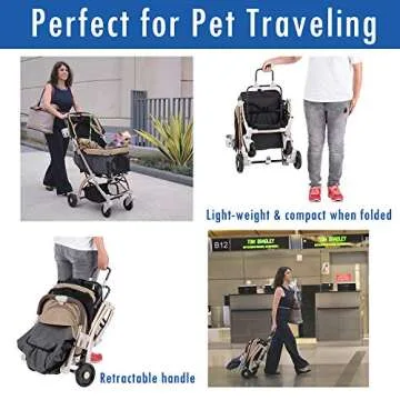 HPZ-PR America Pet Rover Lite Premium Light-Weight Dog/Cat/Pet Stroller Travel Carriage with Convert...