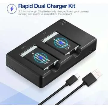 Powerextra 2-Pack NB-13L Battery and Rapid Dual USB Charger for Canon PowerShot G7 X Mark ii, G1 X Mark iii, G5 X, G7 X, G9 X, G9 X Mark ii, SX620 HS, SX720 HS, SX730 HS, SX740 HS Cameras