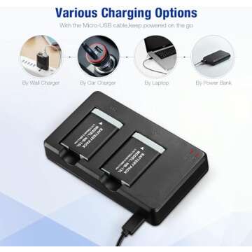 Powerextra 2-Pack NB-13L Battery and Rapid Dual USB Charger for Canon PowerShot G7 X Mark ii, G1 X Mark iii, G5 X, G7 X, G9 X, G9 X Mark ii, SX620 HS, SX720 HS, SX730 HS, SX740 HS Cameras