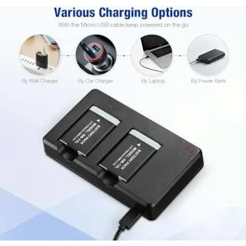 Powerextra 2-Pack NB-13L Battery and Rapid Dual USB Charger for Canon PowerShot G7 X Mark ii, G1 X Mark iii, G5 X, G7 X, G9 X, G9 X Mark ii, SX620 HS, SX720 HS, SX730 HS, SX740 HS Cameras