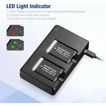 Powerextra 2-Pack NB-13L Battery and Rapid Dual USB Charger for Canon PowerShot G7 X Mark ii, G1 X Mark iii, G5 X, G7 X, G9 X, G9 X Mark ii, SX620 HS, SX720 HS, SX730 HS, SX740 HS Cameras