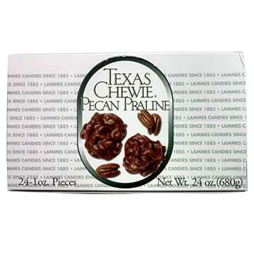 Lammes Texas Chewie Pecan Praline Candy 24 Piece Box - Enjoy Texas Pecans Combined With Chewy Pralines For A Gourmet Treat!