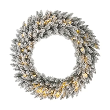 Glitzhome 36" Pre-Lit Christmas Wreath for Festive Decor