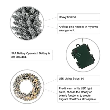 Glitzhome 36" Pre-Lit Christmas Wreath for Festive Decor