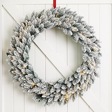 Glitzhome 36" Pre-Lit Christmas Wreath for Festive Decor