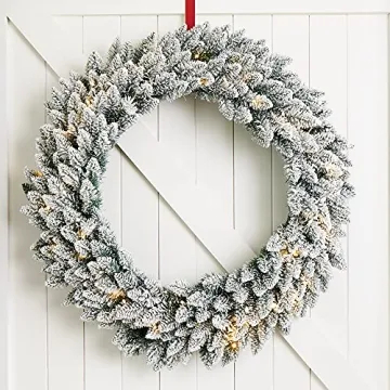 Glitzhome 36" Pre-Lit Christmas Wreath for Festive Decor