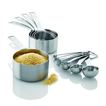 Chicago Metallic Stainless Steel Measuring Cups and Spoons, 11-Piece, silver