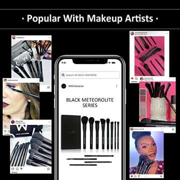 Makeup Brushes 12Pcs Makeup Brushes Set Professional, Premium Synthetic Kabuki Foundation Powder Contour Blush Concealer Eyeshadow Blending Highlighter Eyeliner Eyebrow Makeup Brush (Black)