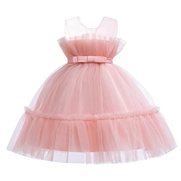 Princess Flutter Sleeve Tutu Dress for Baby Girls - Pink 130