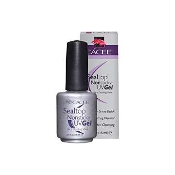 Seal Top Non-sticky Gel Topcoat for Artificial Nails, Finishing Sealer for Acrylic Nails, Builder Gel, Silk Wrap Nails, and Fiberglass Nails, Glass-like Shine, UV + LED by Cacee (0.5 oz)
