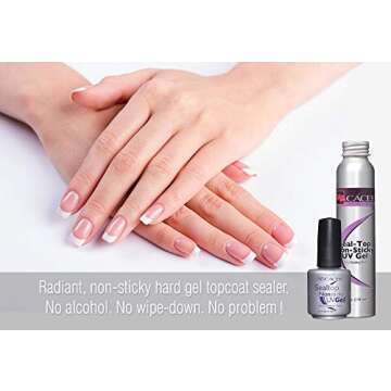 Seal Top Non-sticky Gel Topcoat for Artificial Nails, Finishing Sealer for Acrylic Nails, Builder Gel, Silk Wrap Nails, and Fiberglass Nails, Glass-like Shine, UV + LED by Cacee (0.5 oz)