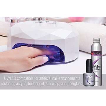 Seal Top Non-sticky Gel Topcoat for Artificial Nails, Finishing Sealer for Acrylic Nails, Builder Gel, Silk Wrap Nails, and Fiberglass Nails, Glass-like Shine, UV + LED by Cacee (0.5 oz)
