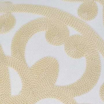 Alysheer Embroidered Decorative Throw Pillow Cover 18x18 inch, Boho Mandala Chic Knit Pattern 100% Cotton Canvas Cushion Case for Sofa Couch Living Room Bedroom Office Gifts(Light Beige Ivory)
