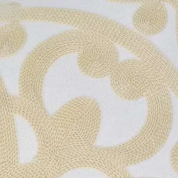 Alysheer Embroidered Decorative Throw Pillow Cover 18x18 inch, Boho Mandala Chic Knit Pattern 100% Cotton Canvas Cushion Case for Sofa Couch Living Room Bedroom Office Gifts(Light Beige Ivory)