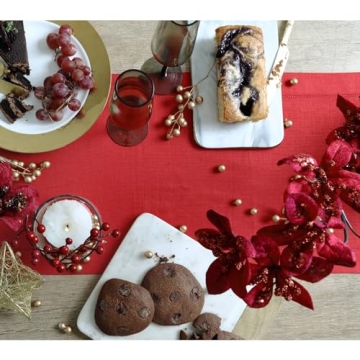 Elegant Pure Linen Red Table Runner for Holidays and Events