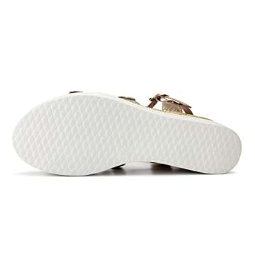 Hawkwell Women's Wedge Sandals Platform Sandal Comfortable Beach Shoes Elastic Ankle Strap Casual Summer Sandals,Gold Synthesis 7 M US