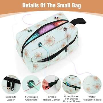 ZFZGFRCS 2PCS Knitting Bag Crochet Bag Organizer Set Round Yarn Storage Bag And Rectangle Yarn Bags For Crocheting Knitting Bags And Totes (Dandelion)