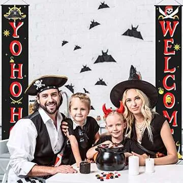 Pirate Happy Birthday Banner Pirate Party Supplies Decorations Porch Sign for Hanging Decoration for...