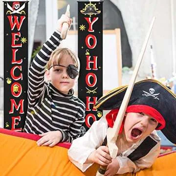 Pirate Happy Birthday Banner Pirate Party Supplies Decorations Porch Sign for Hanging Decoration for Indoor/Outdoor Decoration Party