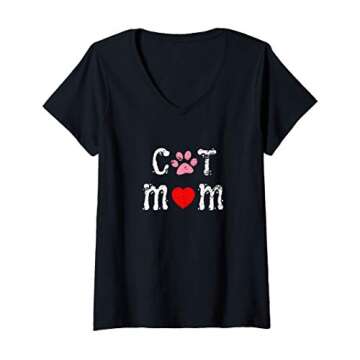 Womens Cat Mom - Pet Lover Gift V-Neck T-Shirt
