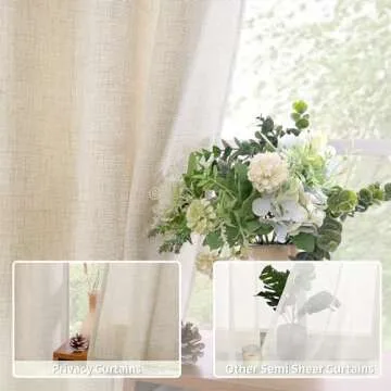 BGment Linen Curtains 84 Inch Length 2 Panels, Living Room Curtains Burlap Textured Light Filtering Thick Grommet Window Drapes for Farmhouse, Each 52 Inch Wide, Natural Beige