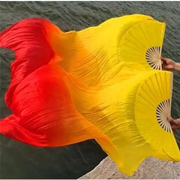 KIKIGOAL Silk Belly Dance Fan Veil for Stunning Performances
