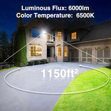 Onforu 60W Flood Lights Outdoor, 6000lm Bright LED Work Light with Plug, 6500K Daylight White LED Fl...