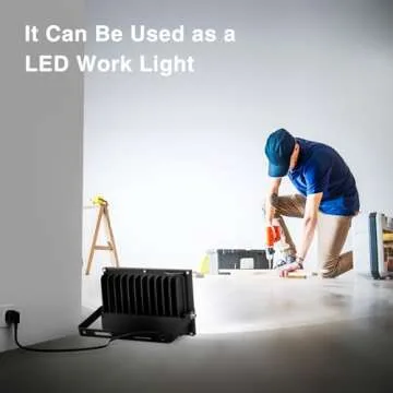 Onforu 60W Flood Lights Outdoor, 6000lm Bright LED Work Light with Plug, 6500K Daylight White LED Flood Lighting, IP66 Waterproof Security Lights Yard Lights for Yard Garage Stadium 2 Pack