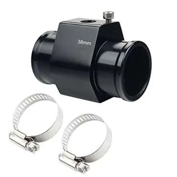 DEWHEL Aluminum Black Water Temp Meter Temperature Gauge Joint Pipe Radiator Sensor Adaptor Clamps 3...