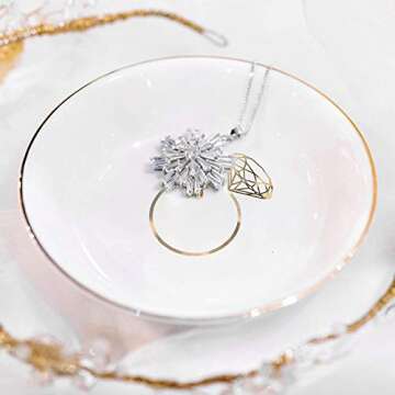 Quany Life Engagement Ring Dish Jewelry Tray - Mrs Engaged Gifts for Her Ring Tray Engagement Gift for Engaged Ring Dish Holder Bride Dish Gift Gold Ceramic Trinket Tray Wedding Ring Holder