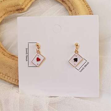 ANDPAI Unique Funny 18K Gold Plated Hypoallergenic Poker hearts and spades A Ace Playing Cards Dangl...