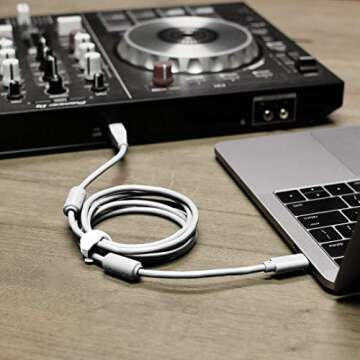 DJ TechTools Chroma Cables: Audio Optimized 1.5M USB-C to USB-B Cable with 56K Resistor (White, 1.5m)
