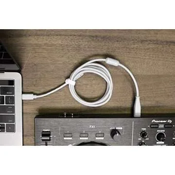 DJ TechTools Chroma Cables: Audio Optimized 1.5M USB-C to USB-B Cable with 56K Resistor (White, 1.5m)