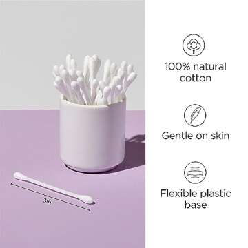 Diane Cotton Swabs, Soft and Gentle, Perfect for Sensitive Skin, Makeup, Nail Touch-ups, and Crafts ...