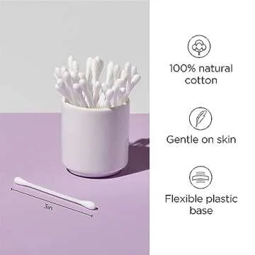 Diane Cotton Swabs, Soft and Gentle, Perfect for Sensitive Skin, Makeup, Nail Touch-ups, and Crafts ...