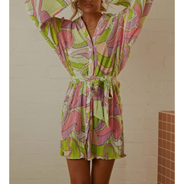 NUFIWI Pleated Mini Shirt Dress for Women - Stylish and Chic