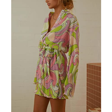 NUFIWI Pleated Mini Shirt Dress for Women - Stylish and Chic